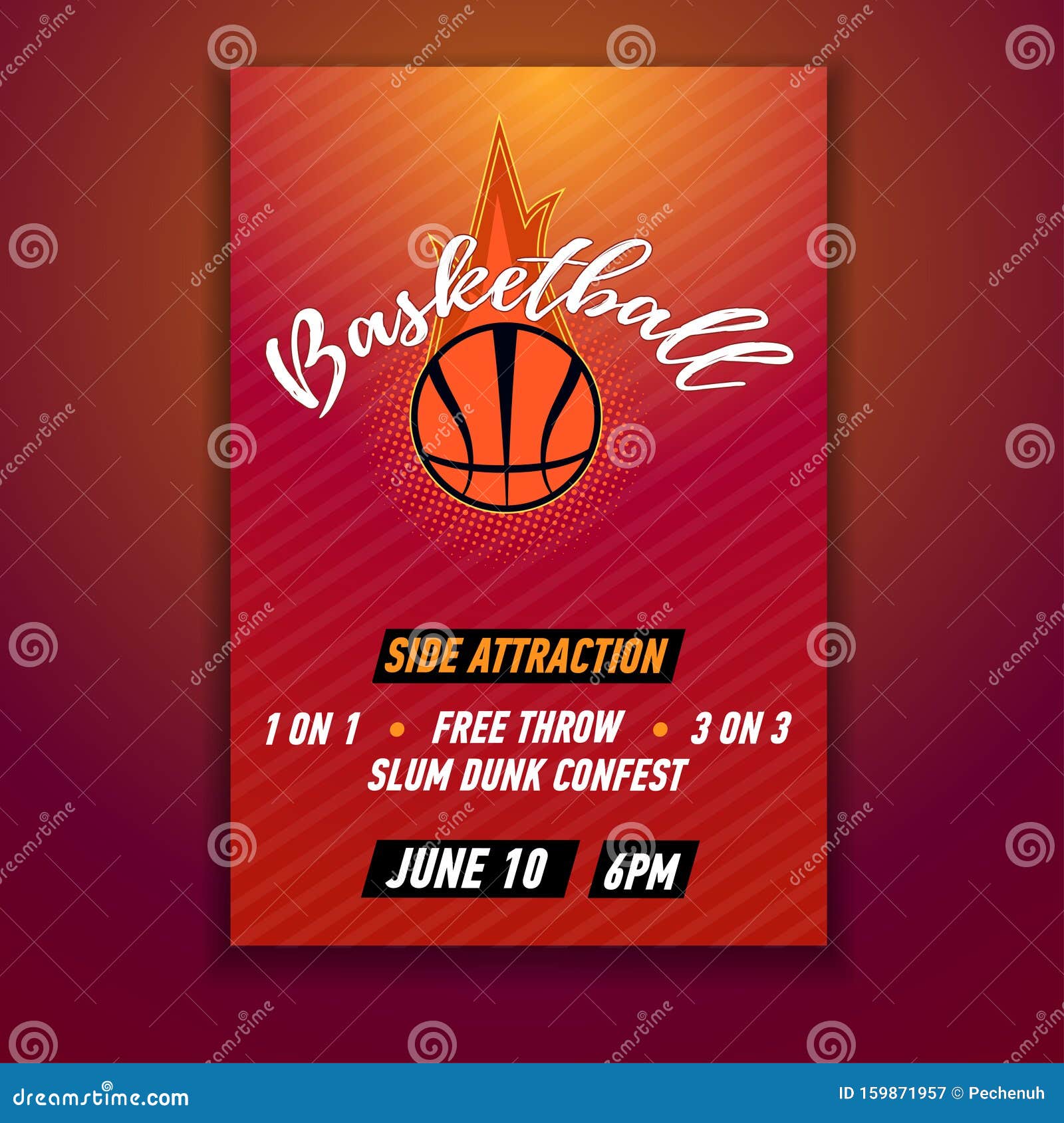 basketball poster with ball playoff advertising. event announcement