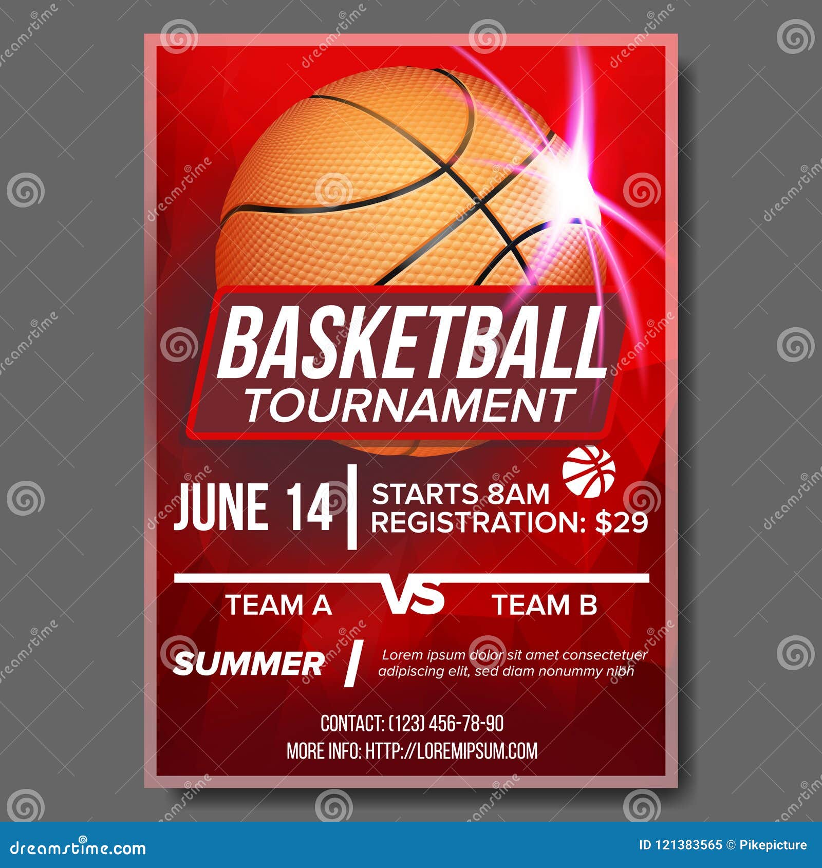 Vecteur Stock Basketball tournament retro poster design template