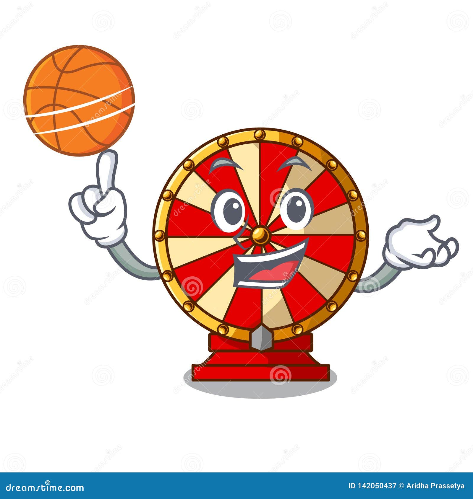 With Basketball Spinning Wheel Game the Mascot Shape Stock Vector