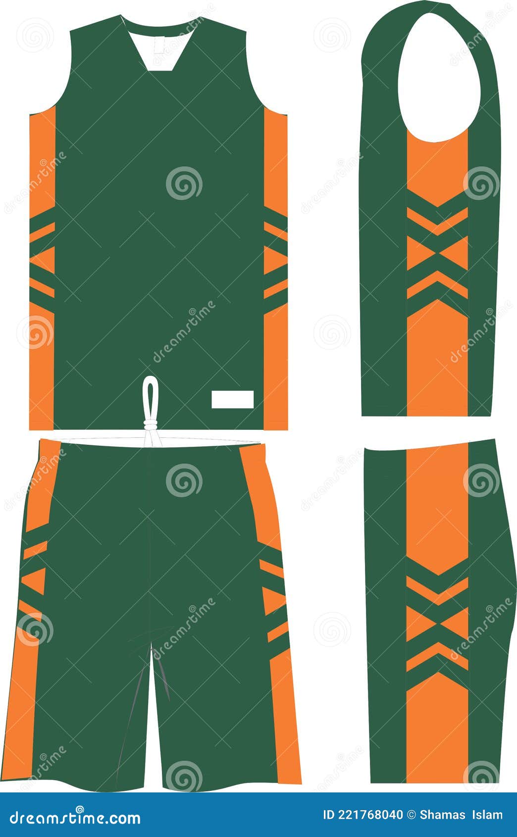 Reversible basketball uniform shorts template Vector Image