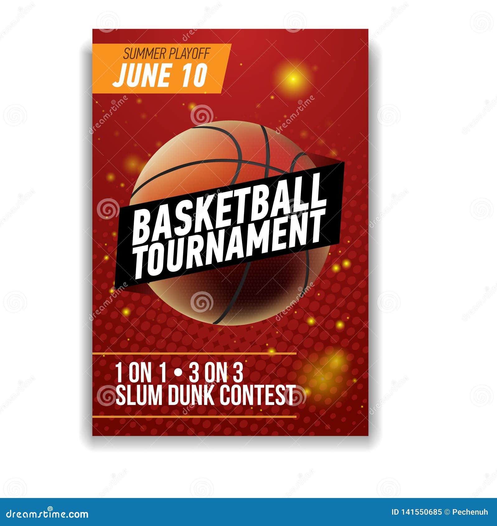 Basketball Tournament Announcement Realistic Poster Streetball Game