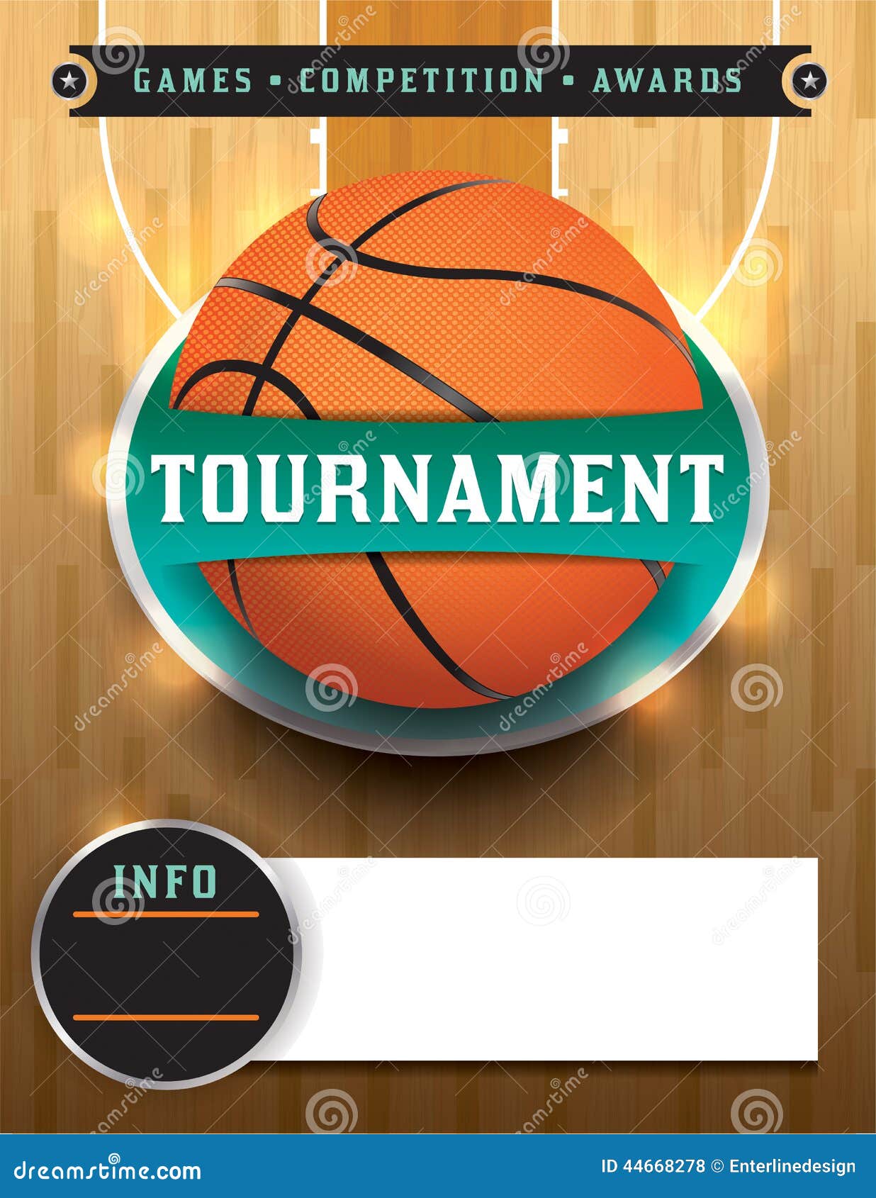 Vecteur Stock Basketball tournament retro poster design template