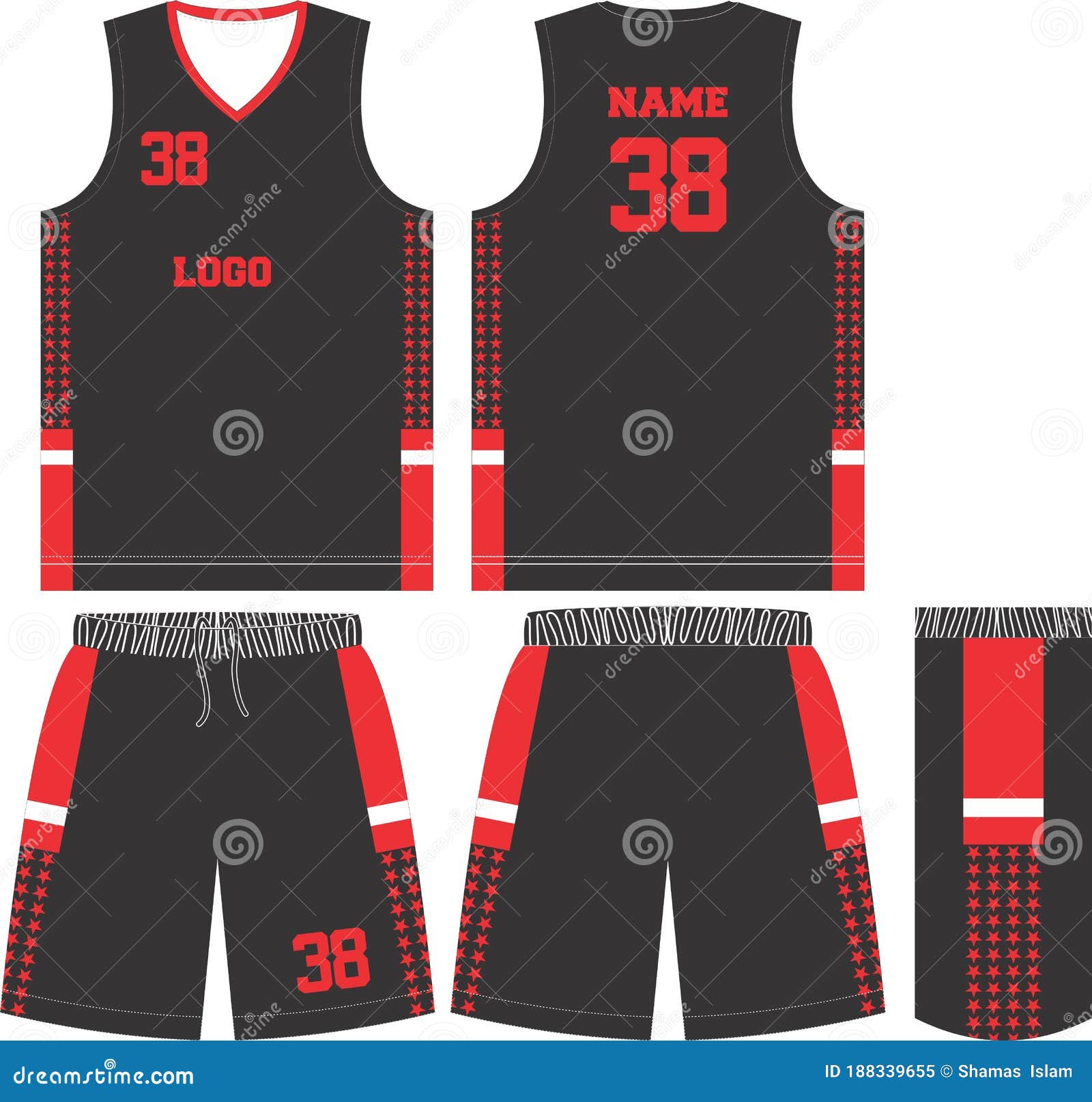 Basketball Uniform, Shorts, Template for Basketball Club. Front