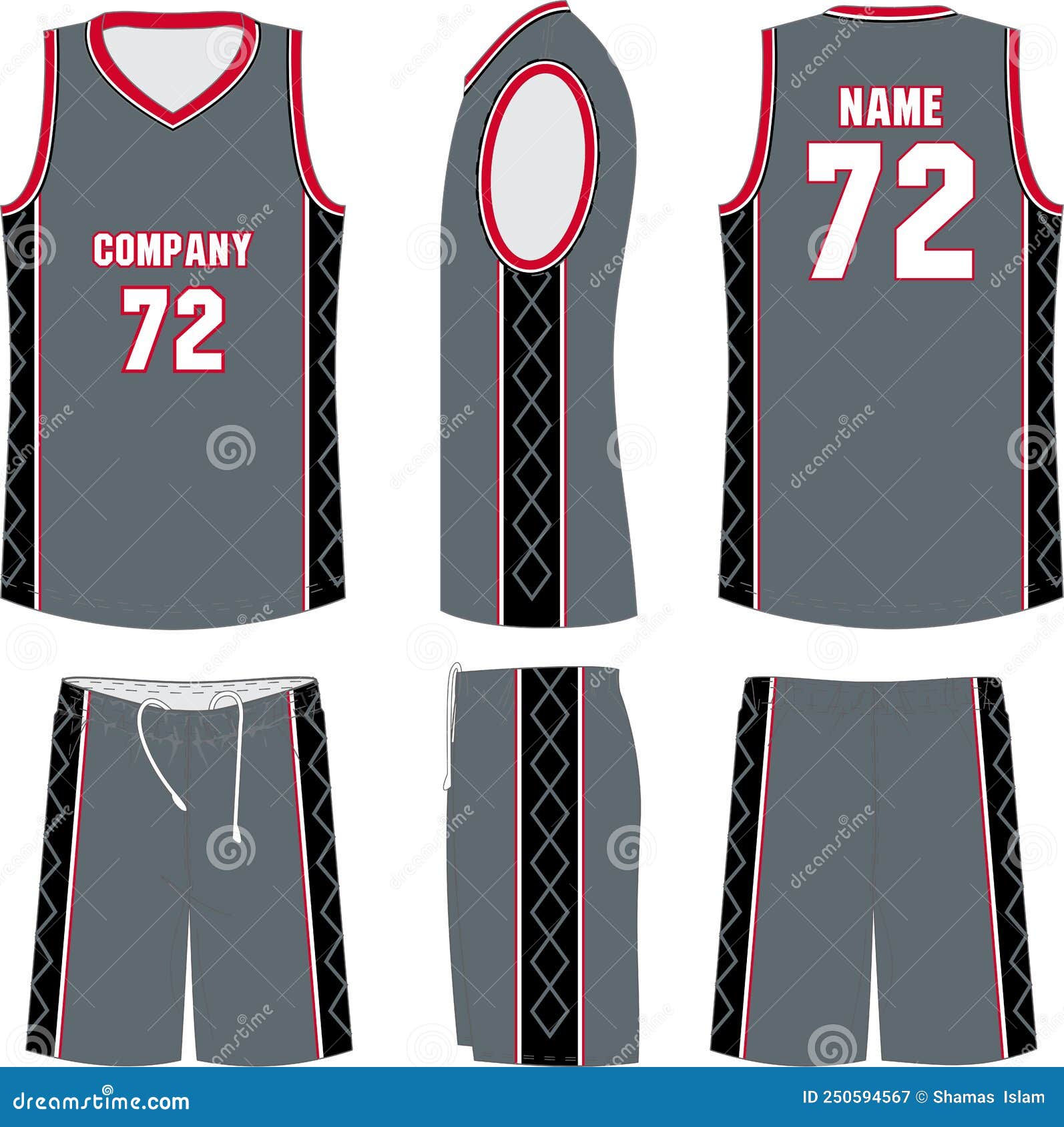 Basketball Uniform, Shorts, Template for Basketball Club. Front and ...