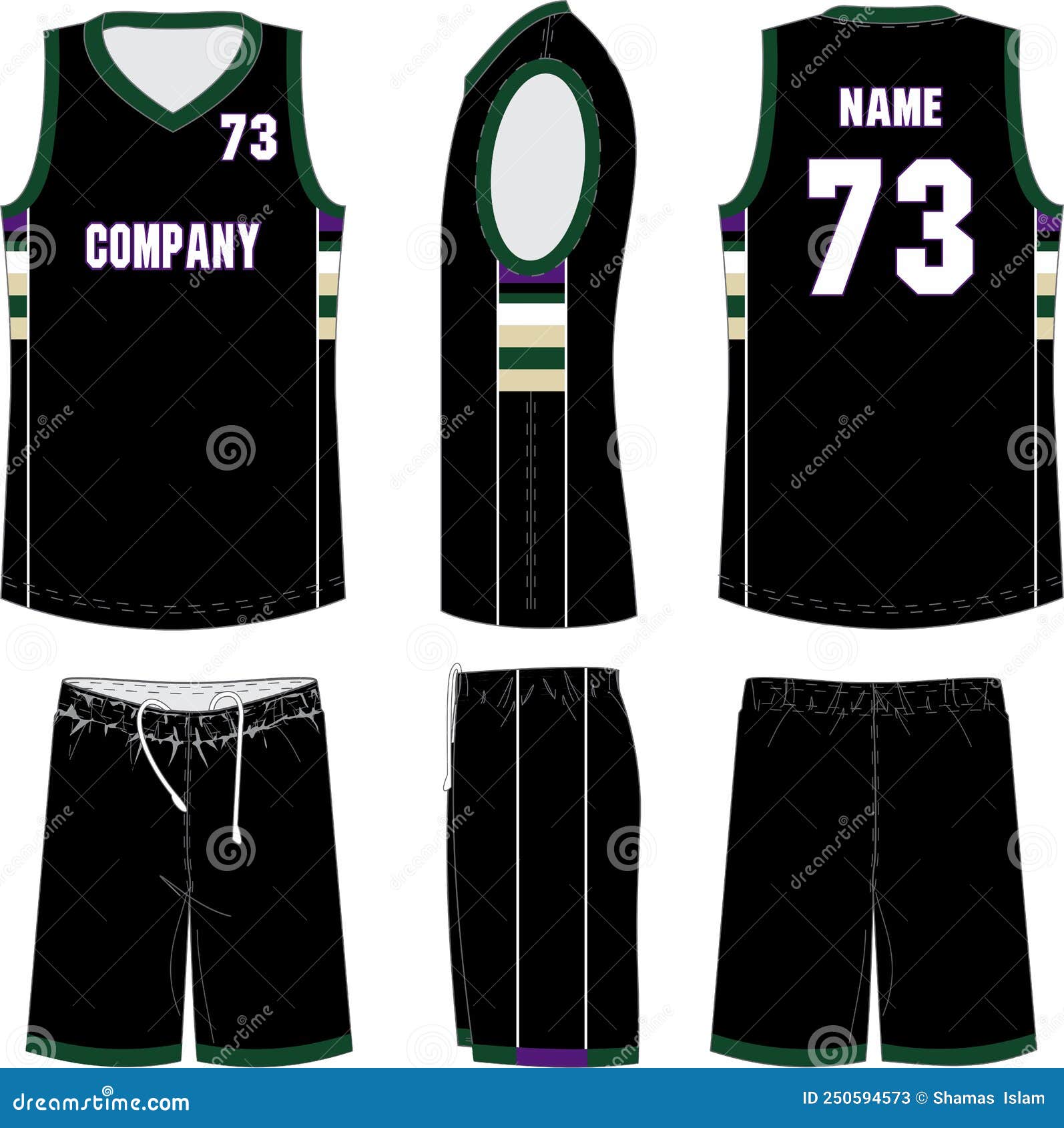 Basketball Uniform, Shorts, Template for Basketball Club. Front and ...