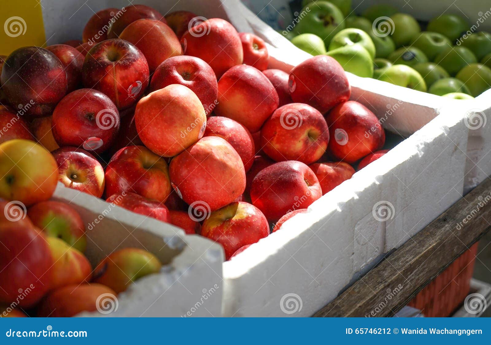 Baskets of Apples on Display at the Local Market Stock Photo Image of