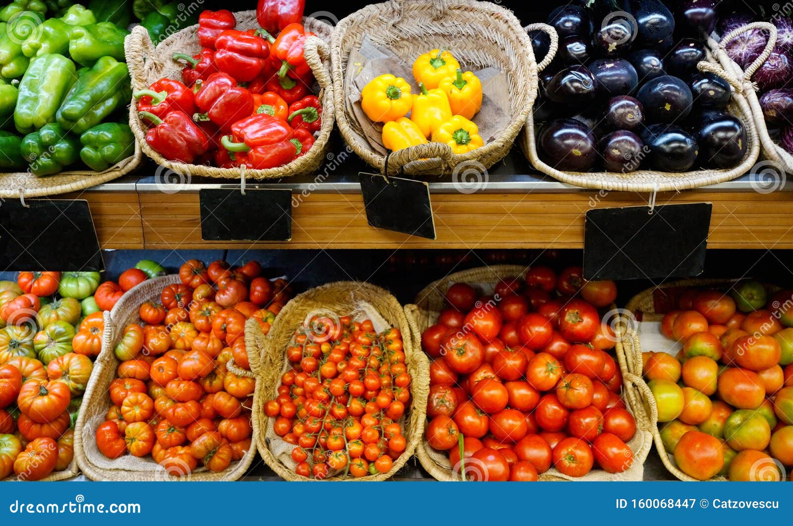 Baskets of Fresh Organic Vegetables Stock Image Image of supermarket