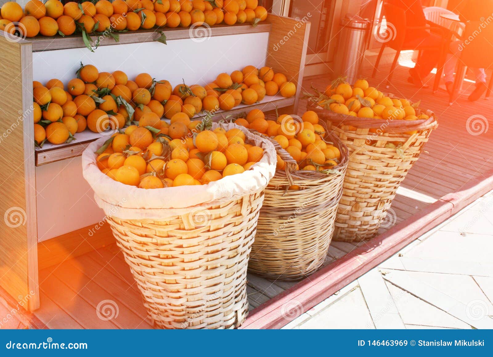 Baskets of Oranges in the Market Stock Image Image of stand, fruit