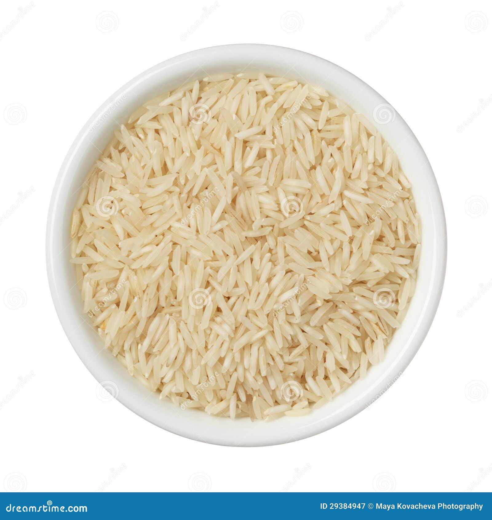 Basmati Rice in a Bowl Isolated on White Background Stock Image Image