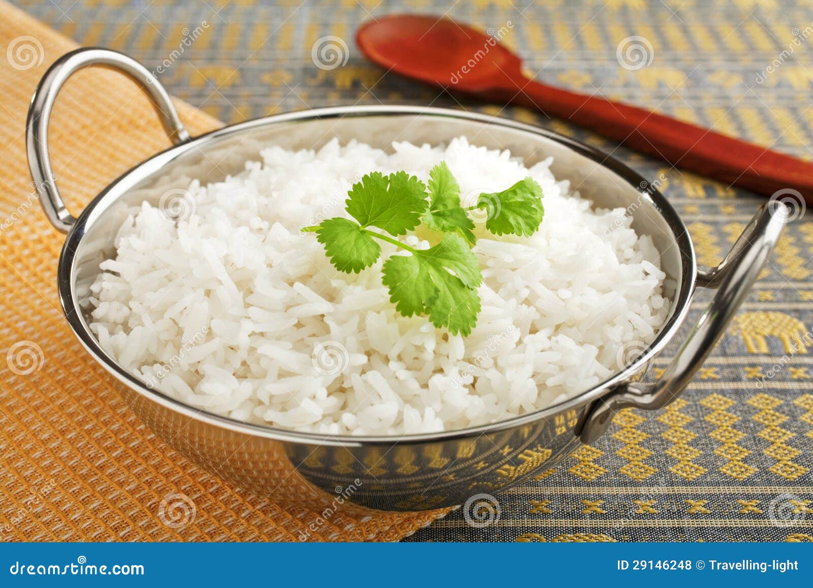 Basmati Rice with Coriander Leaf Stock Photo Image of karahi