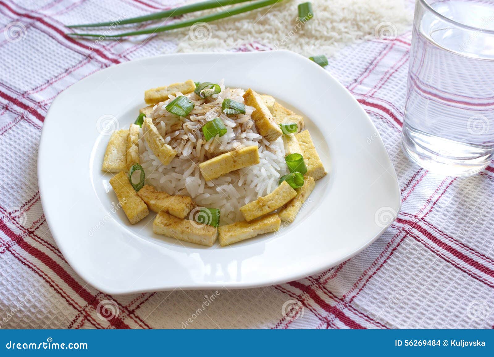 Basmati Rice with Roasted Pieces of Tofu Stock Photo Image of food