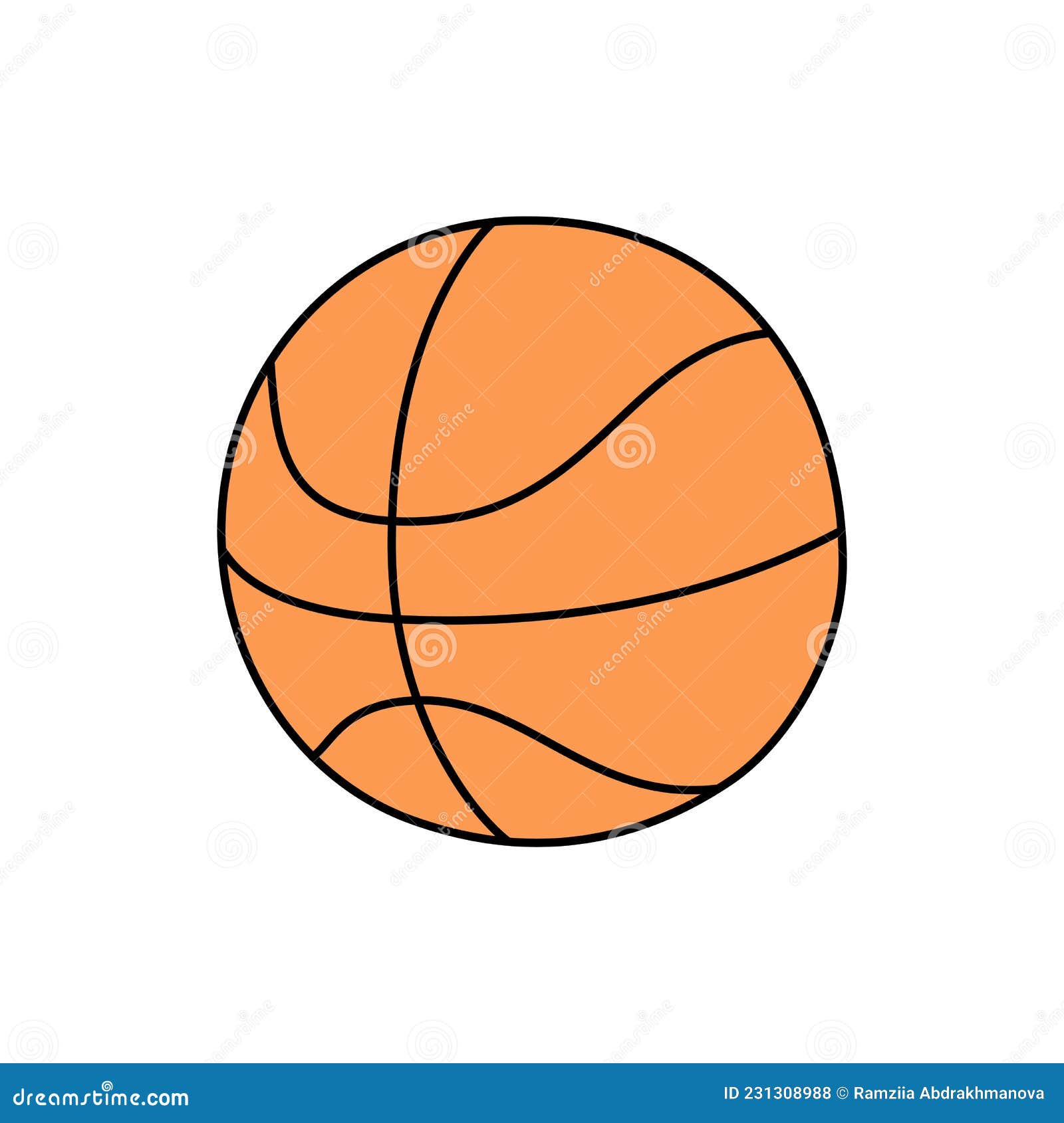 ícone de desenho de bola de basquete, ilustração de contorno