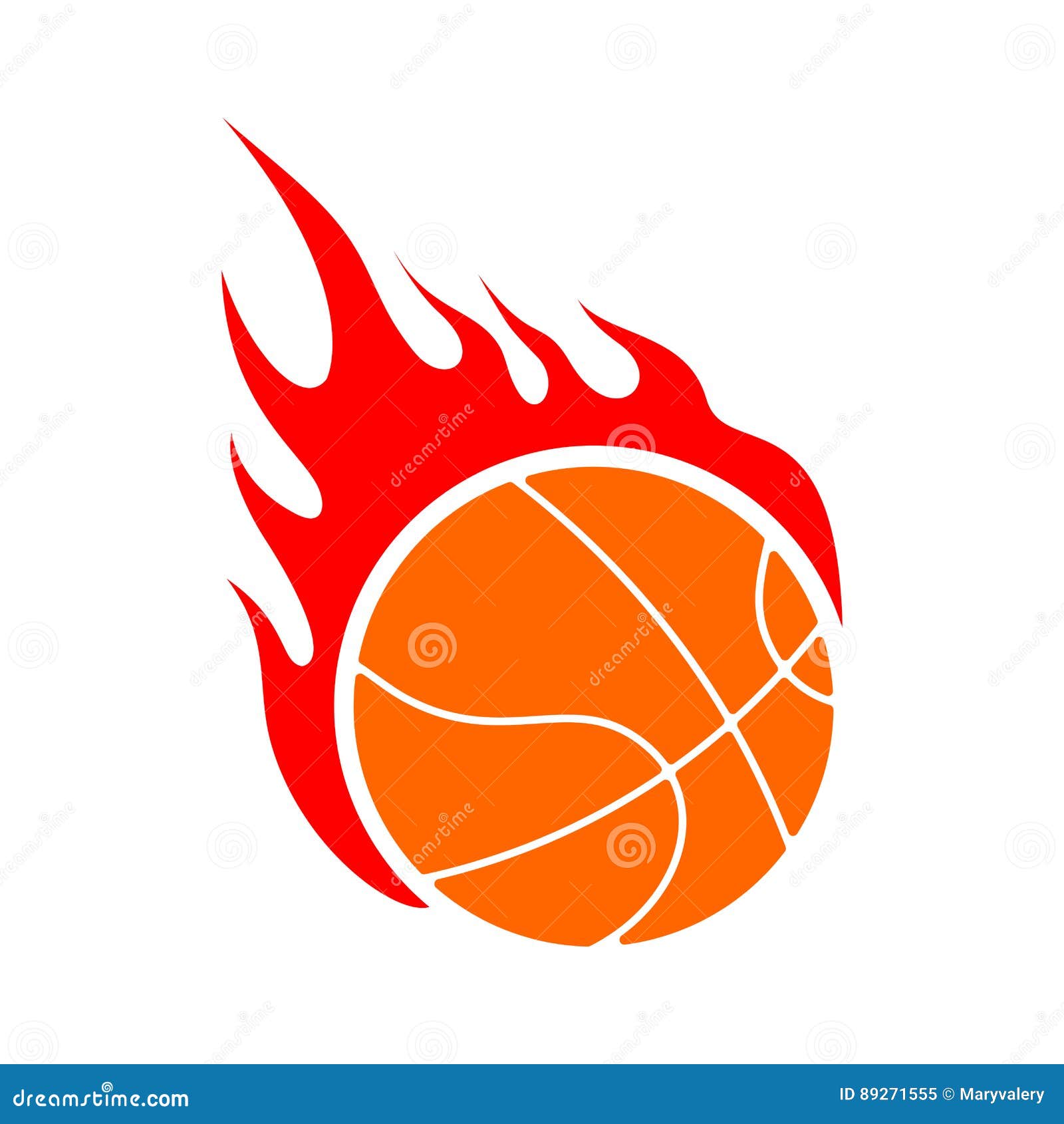 Bola de basquete com logotipo de chama de fogo