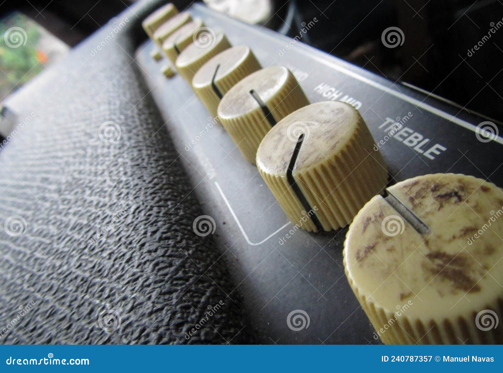 Bass Amplifier, Detail of the Knobs for Equalization, Sound Equipment