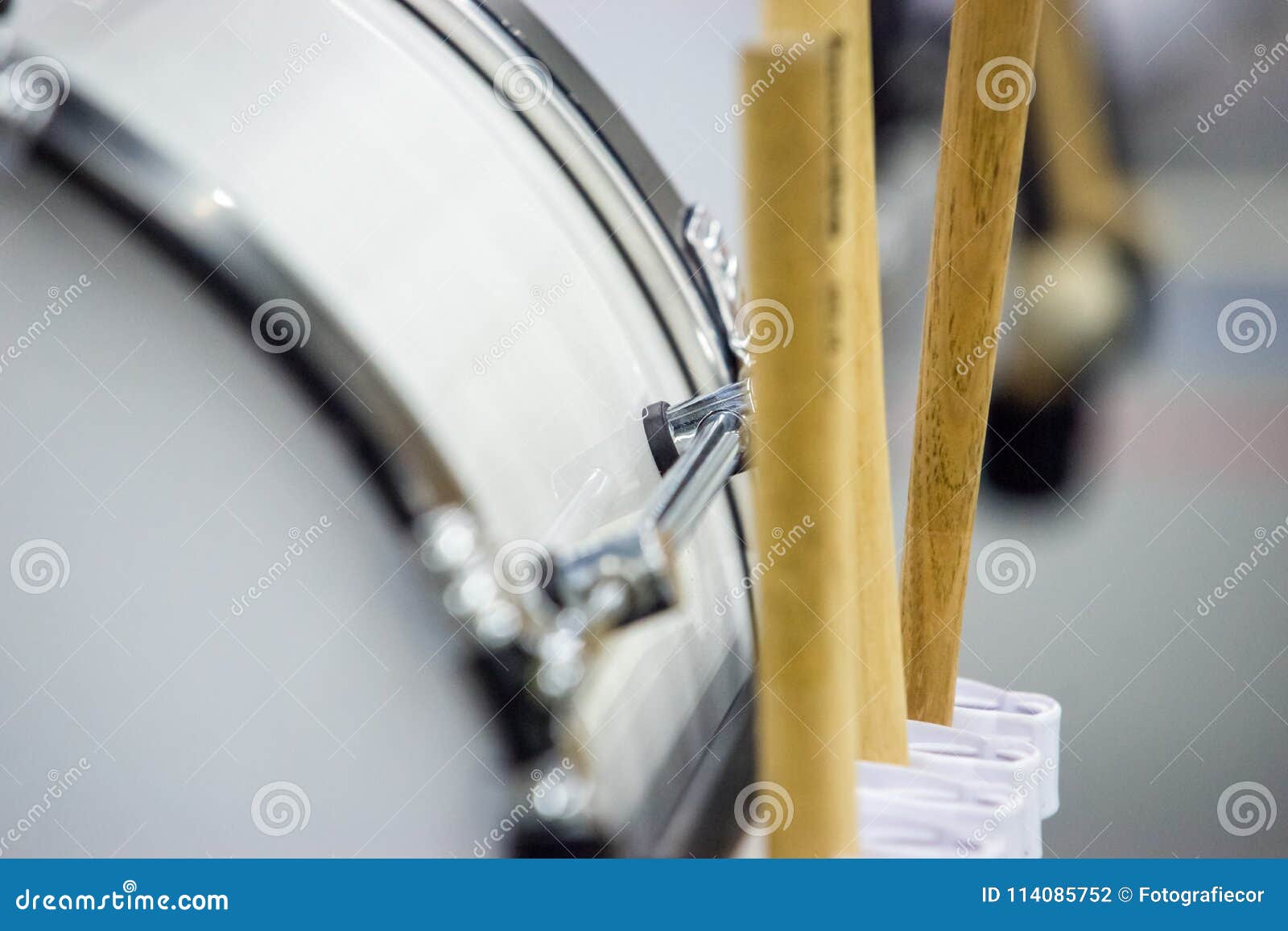 Bass drum sticks on dums stock photo. Image of roll - 114085752