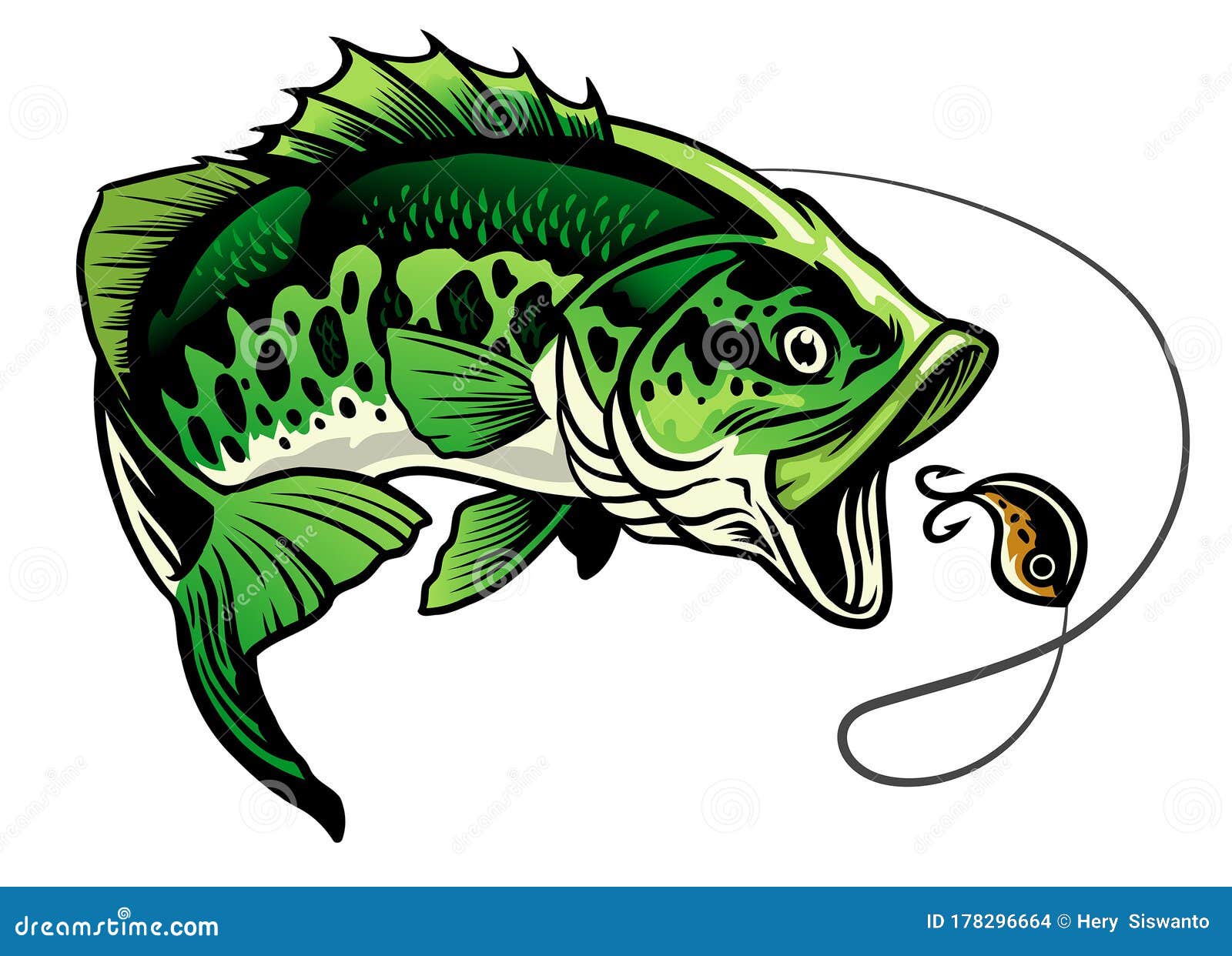 bass fish catching the fishing lure