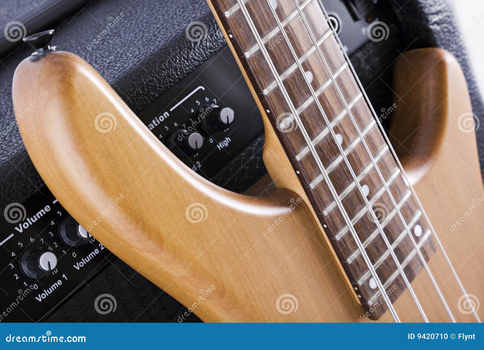Bass guitar and amplifier stock photo. Image of power 9420710