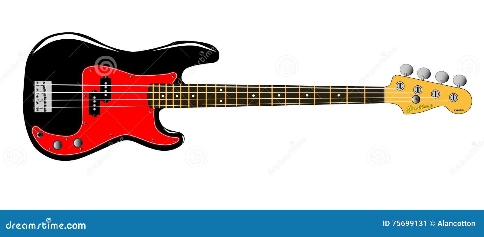 Bass Guitar stock vector. Illustration of wooden, vector 75699131