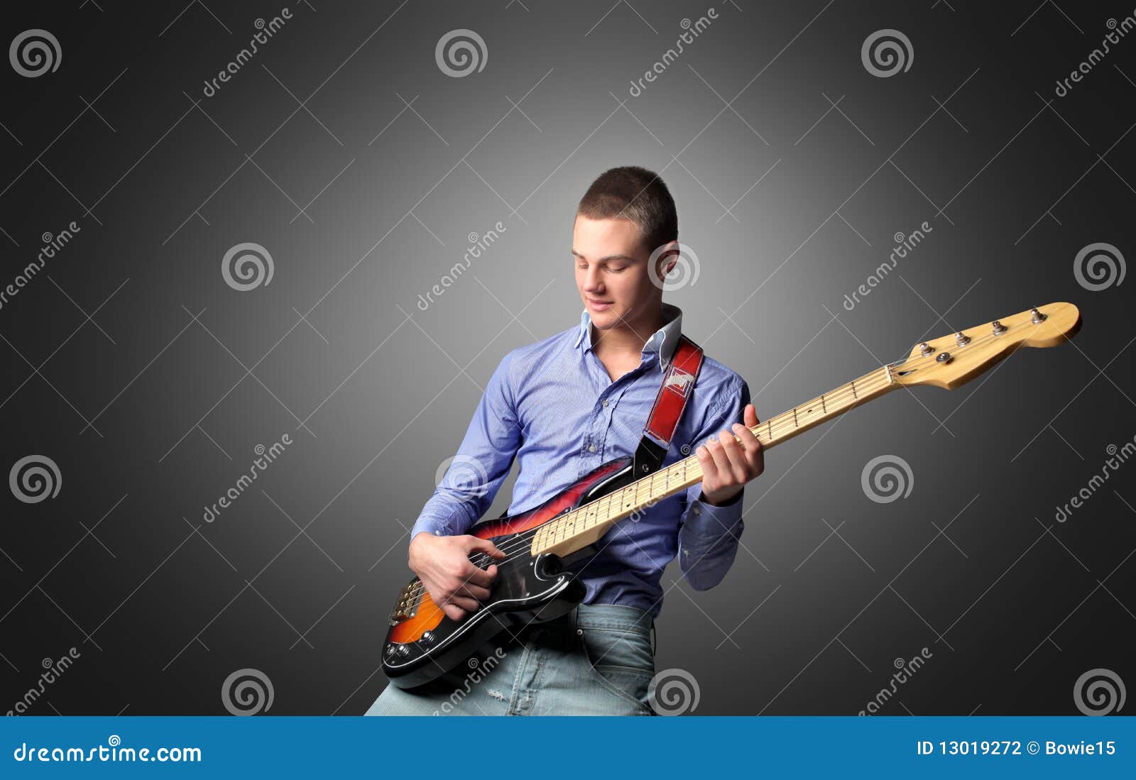 Bass guitarist stock photo. Image of play, school, music 13019272