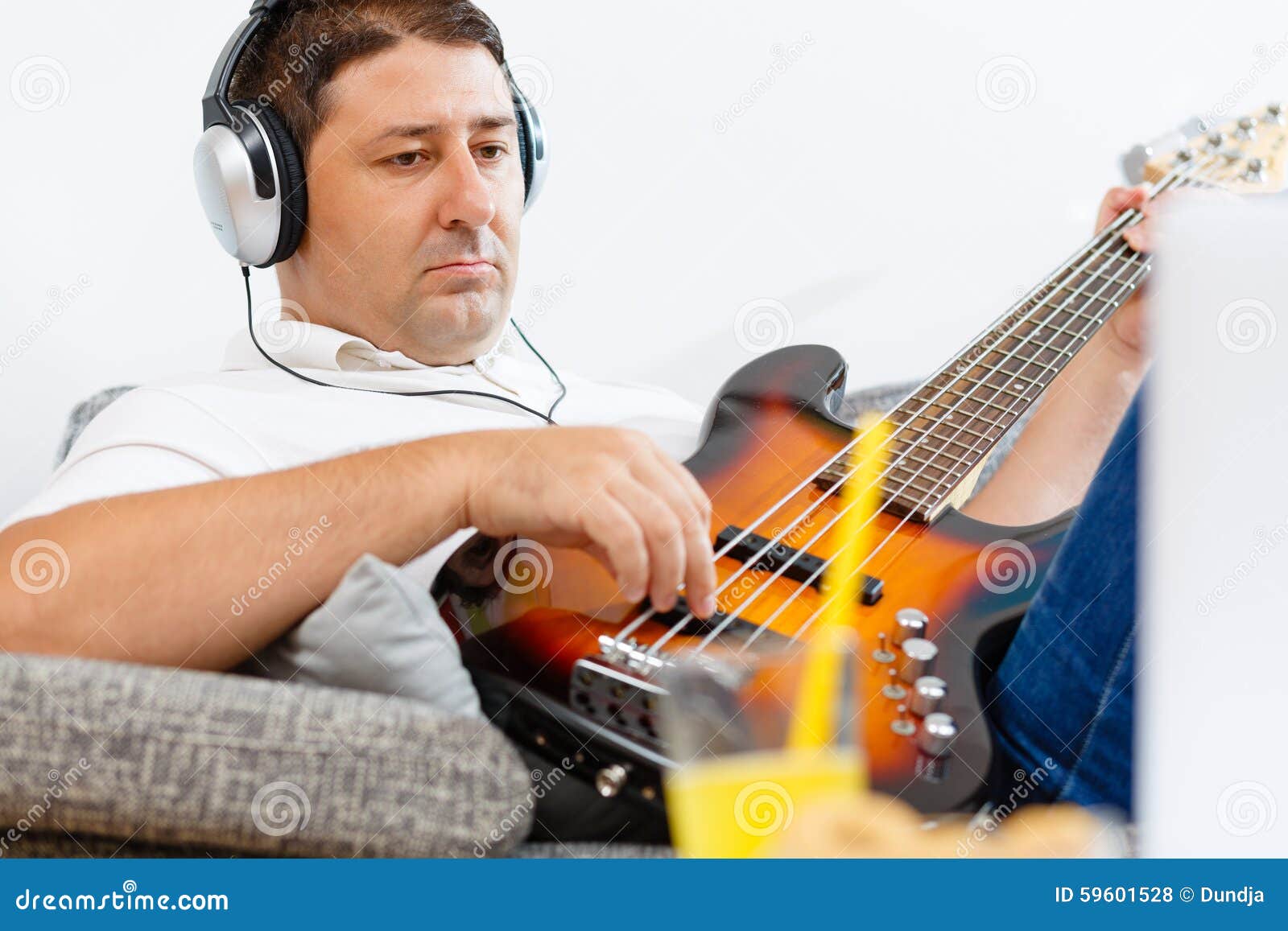 Bass player stock photo. Image of caucasian, interior 59601528