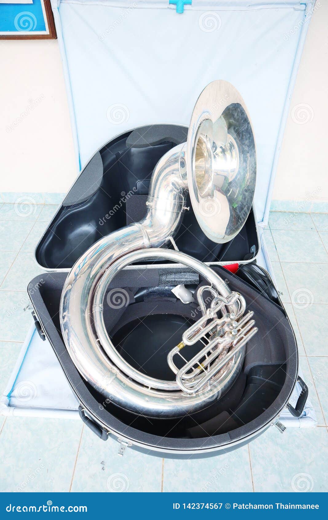 Bass Sousaphone is a Large Instrument in the Marching Band. Stock Image