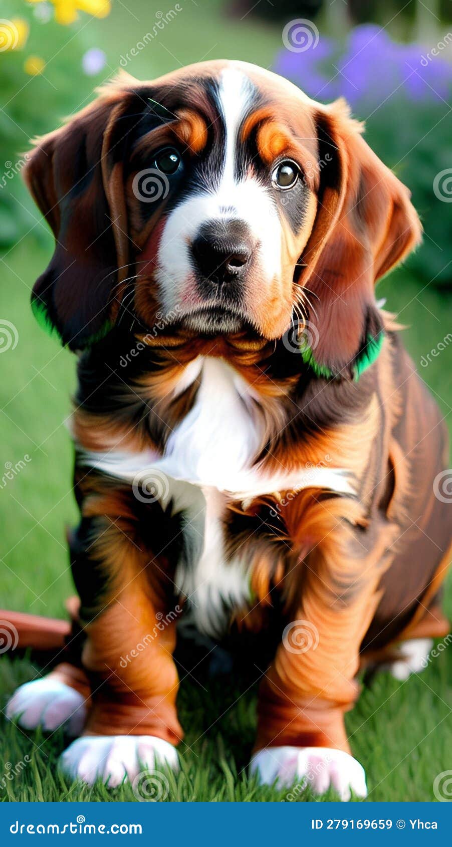 Basset Hound Illustration Artificial Intelligence Artwork Generated