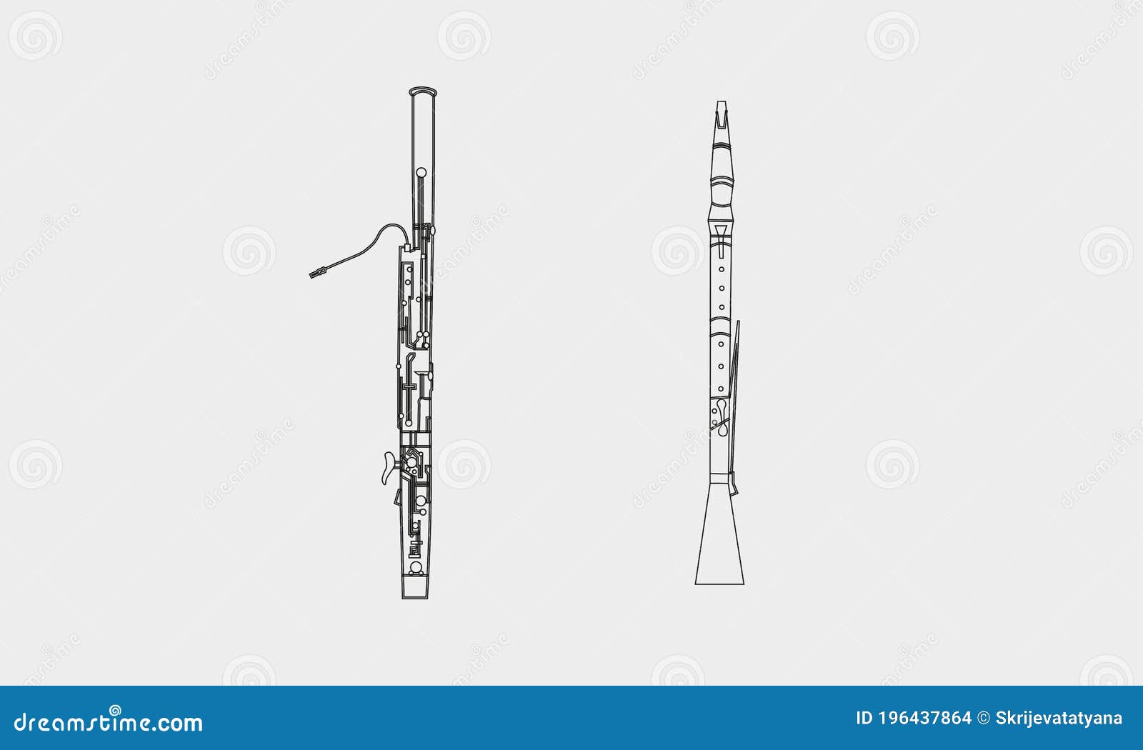 Basson Et Hautbois Noire D Ensemble Dans L Illustration Simple Contour Illustration De Vecteur Illustration Du Classique Concert