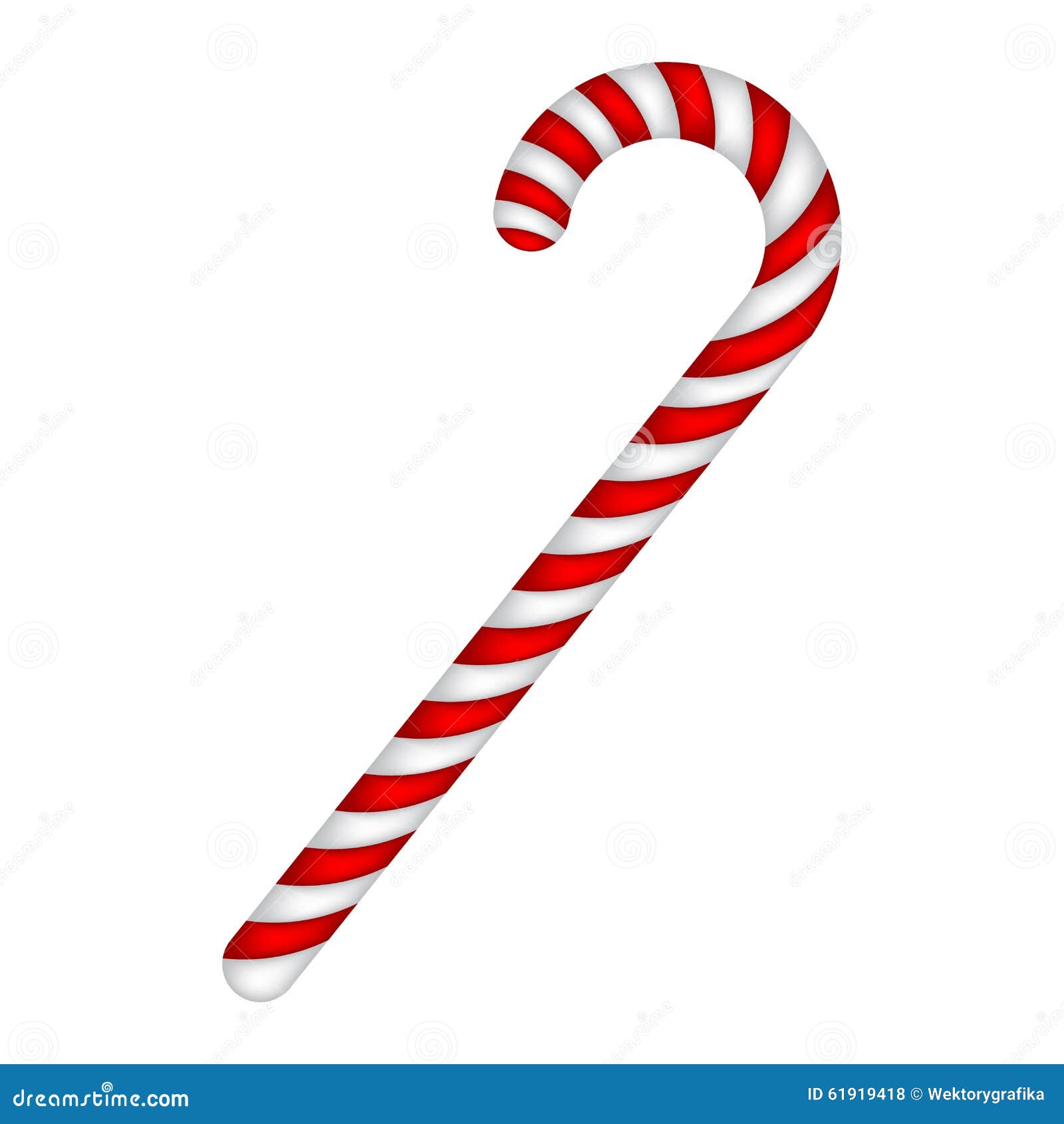 Bastoncino di zucchero barrato nei colori di Natale Illustrazione di vettore su un fondo bianco Libera da Diritti