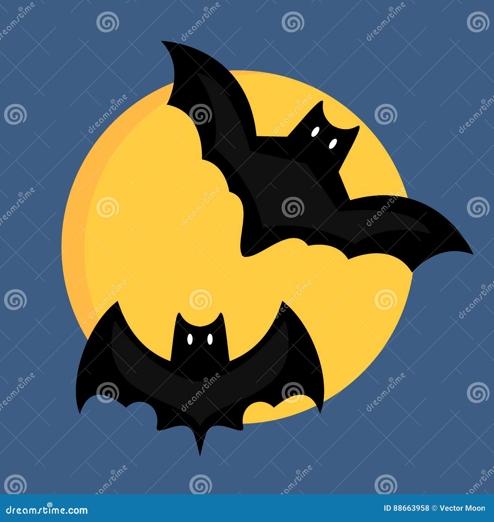 Bat Cartoon Flying Wildlife Mammal Symbol Spooky Horror Animal and Mystery  Black Waving Halloween Bird on Full Moon Stock Vector - Illustration of  design, halloween: 88663958