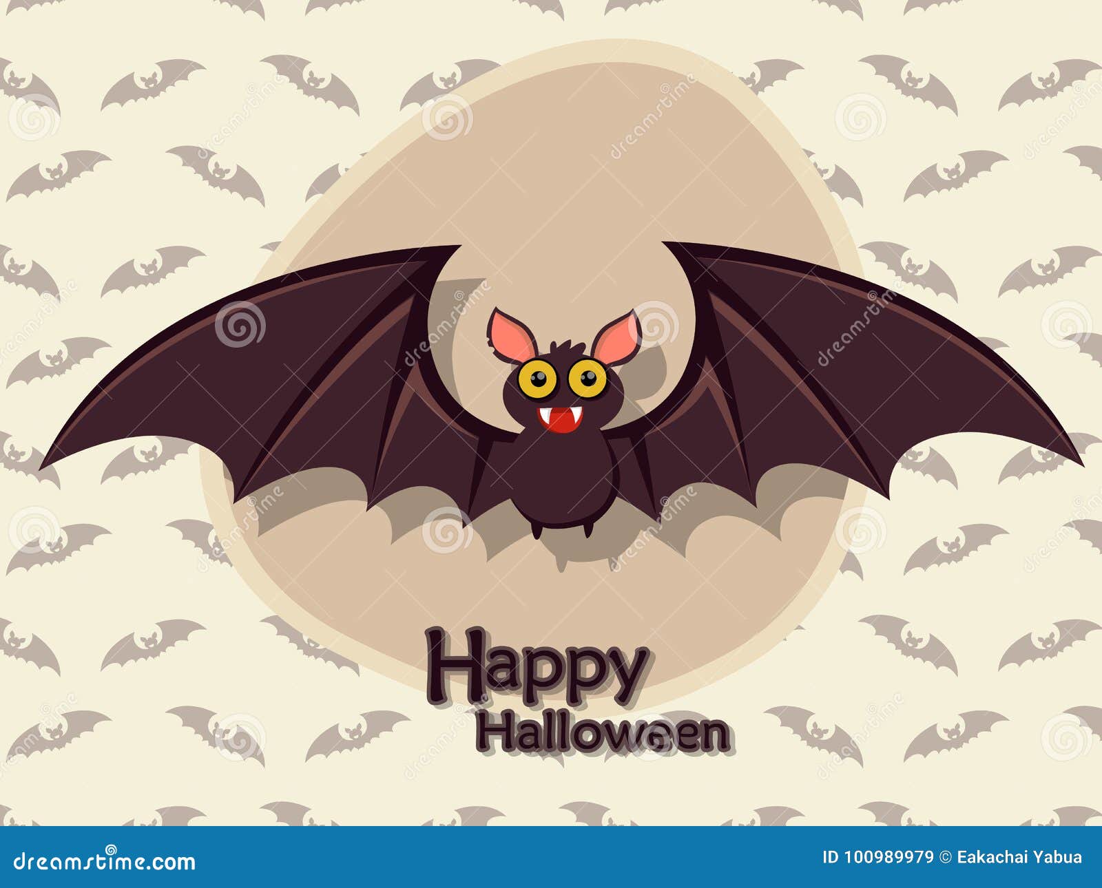 Bat Cartoon Vector Halloween on Background Stock Vector Illustration