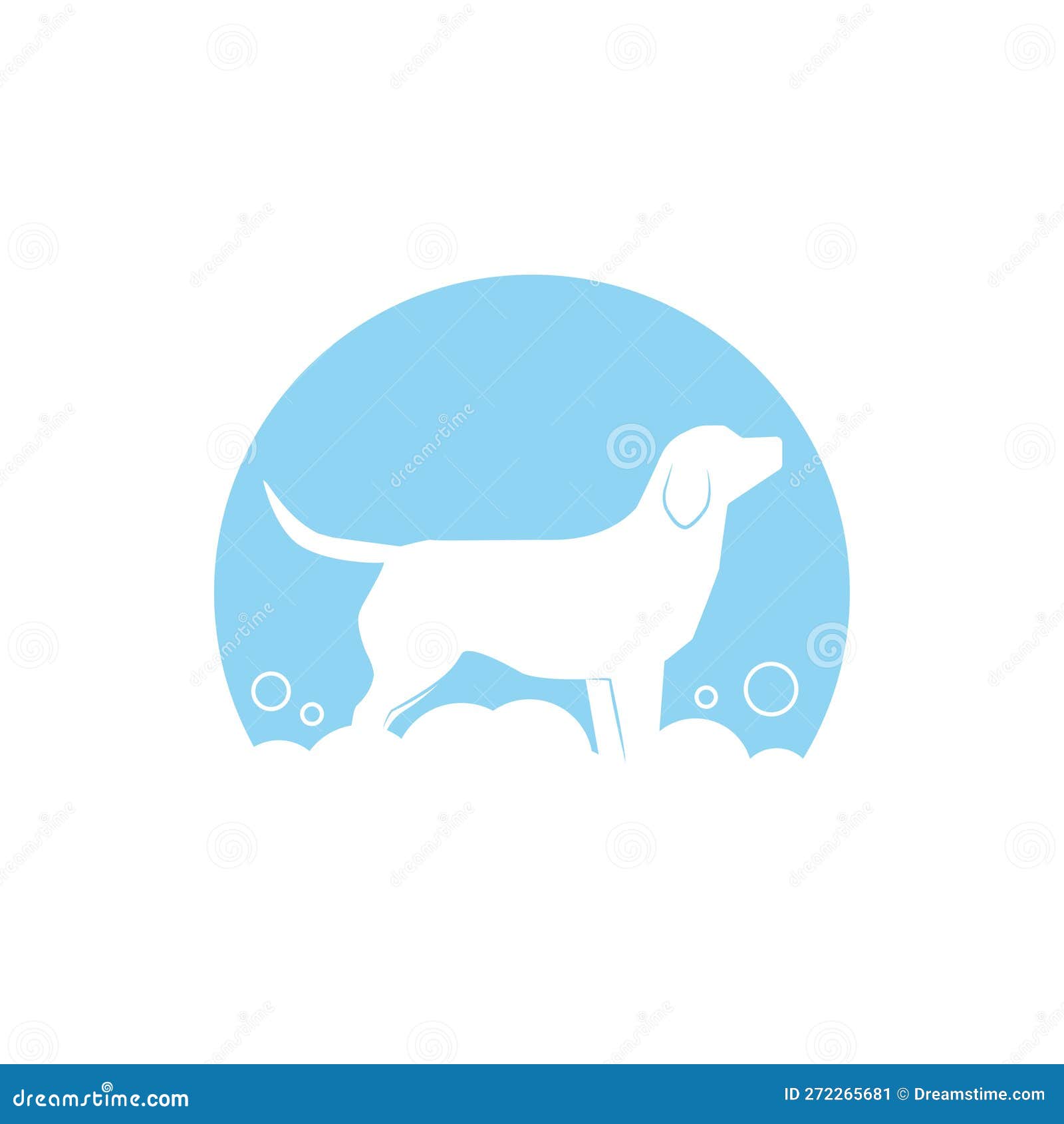 Blue Dog Logo during Grooming with Soap Suds Stock Image Illustration