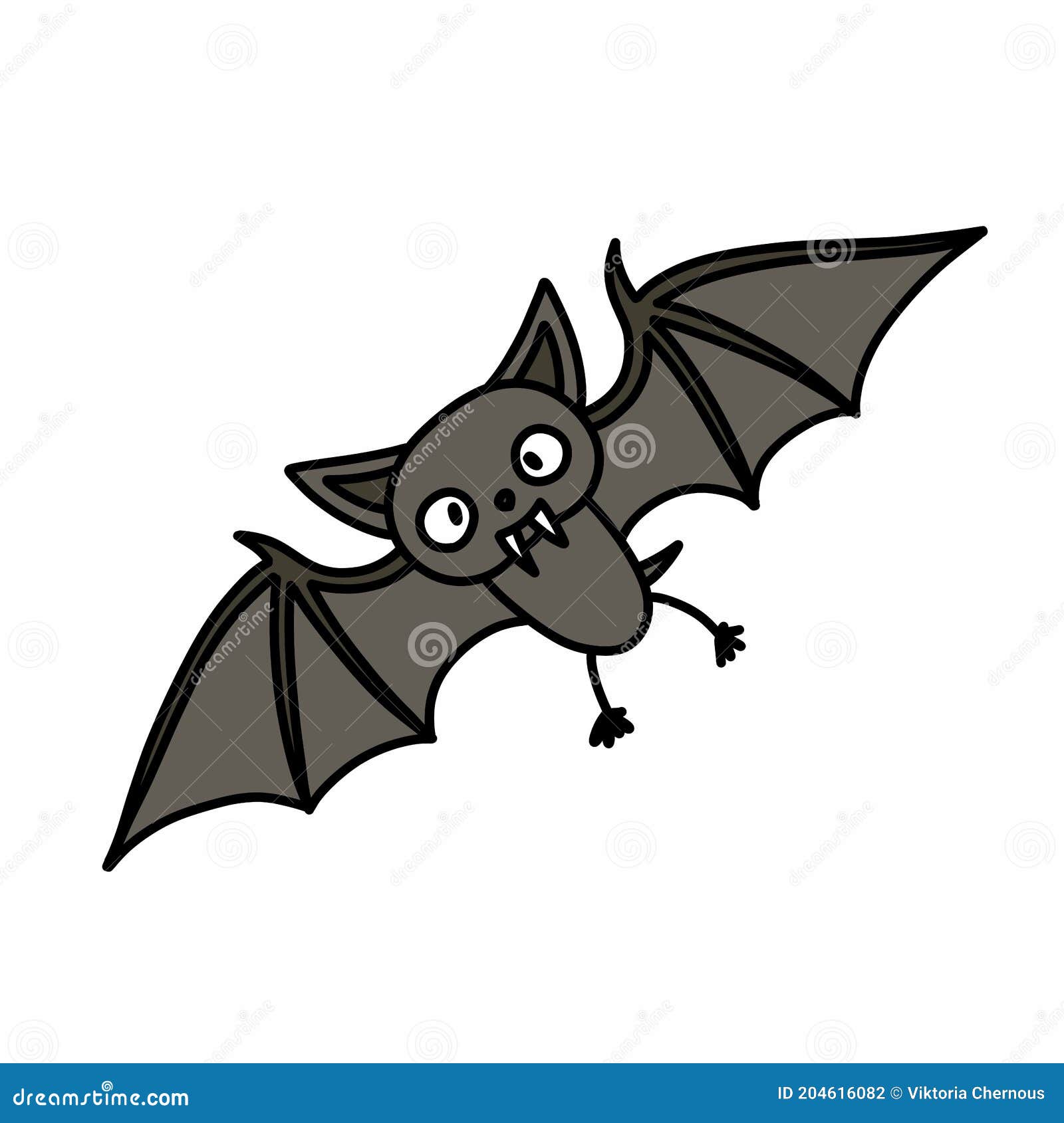 Bat Doodle Icon, Vector Color Cute Illustration Stock Illustration