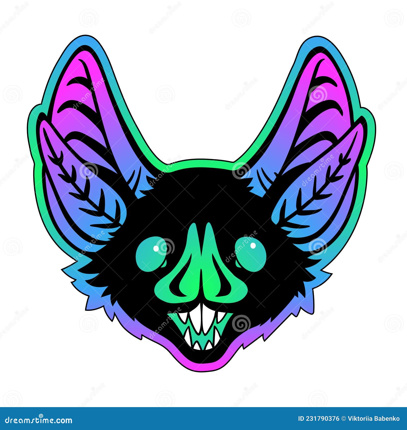 Bat Head On Bright Gradient Background Vector Illustration