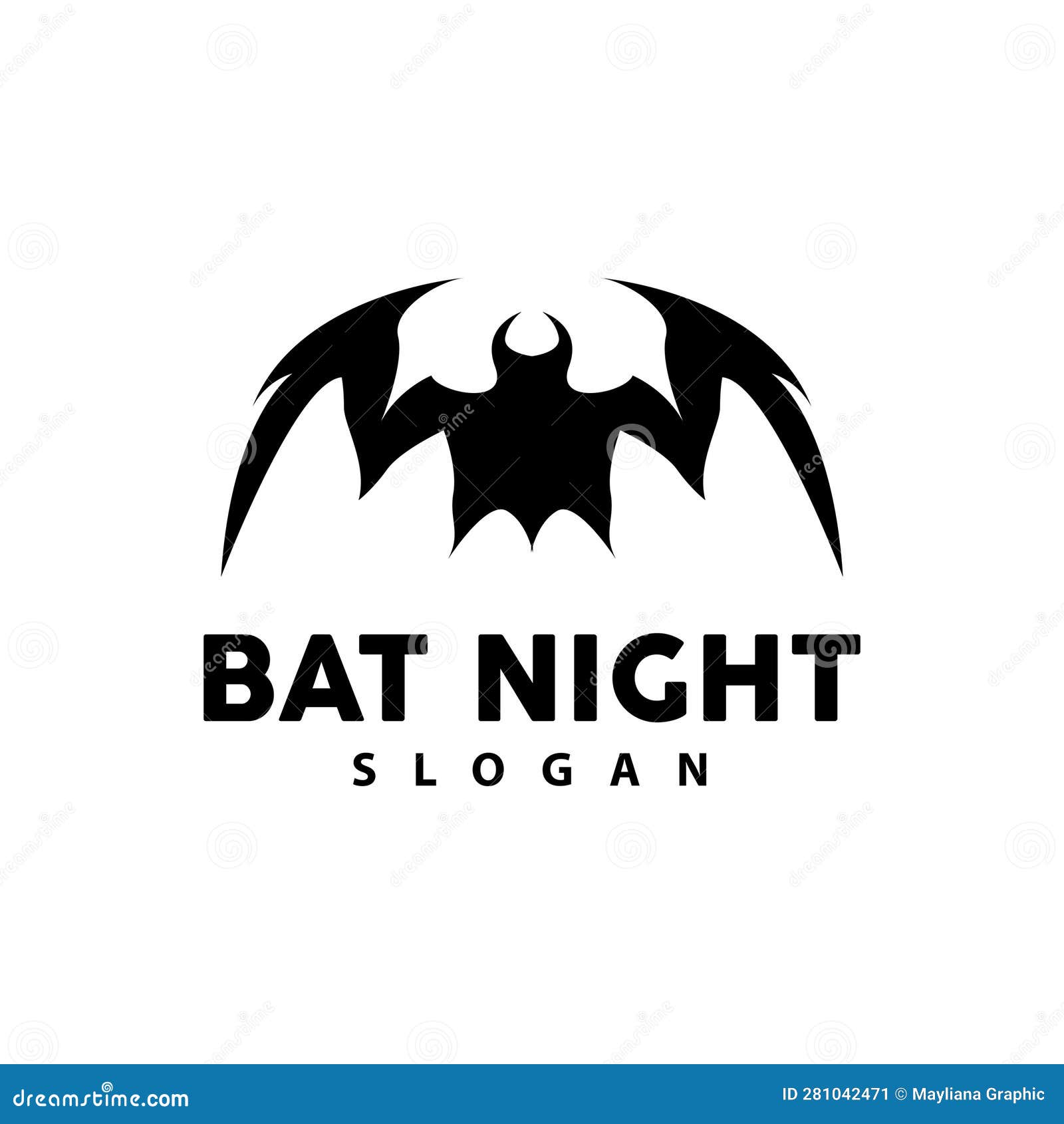 Bat Logo, Hanging Bat Animal Vector, Hallowen Night Animal Icon Design