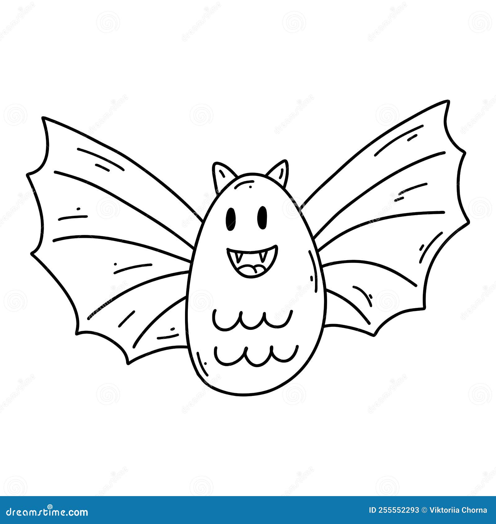 Bat Silhouette, Halloween Doodle Element. Vector Sketch Illustration ...