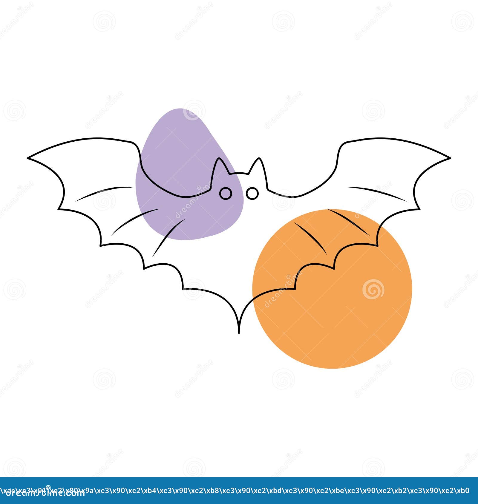 Bat in the Style of Line Art with Colored Spots Stock Vector