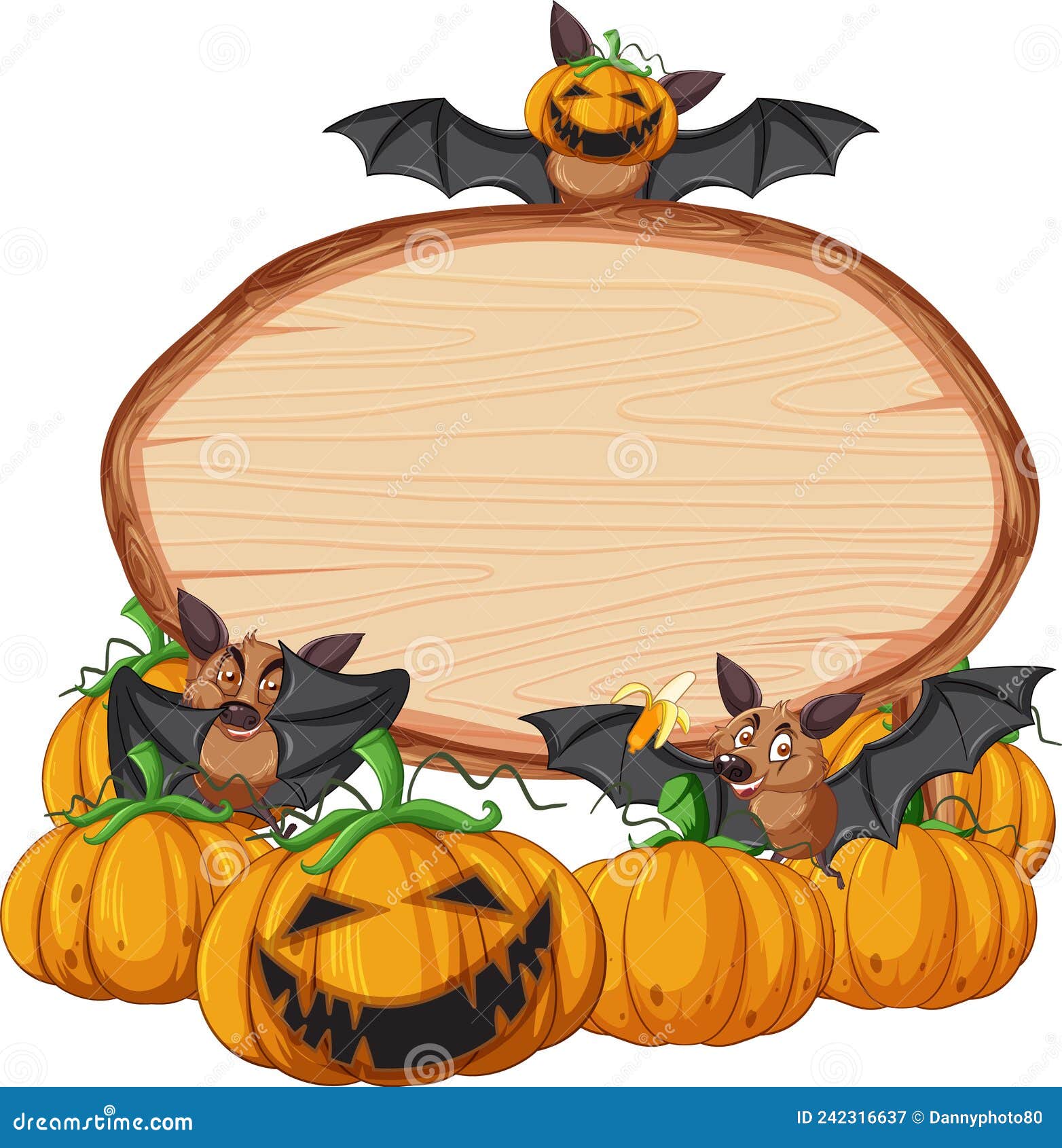 Bat with Wooden Sign Banner Stock Vector - Illustration of alive ...