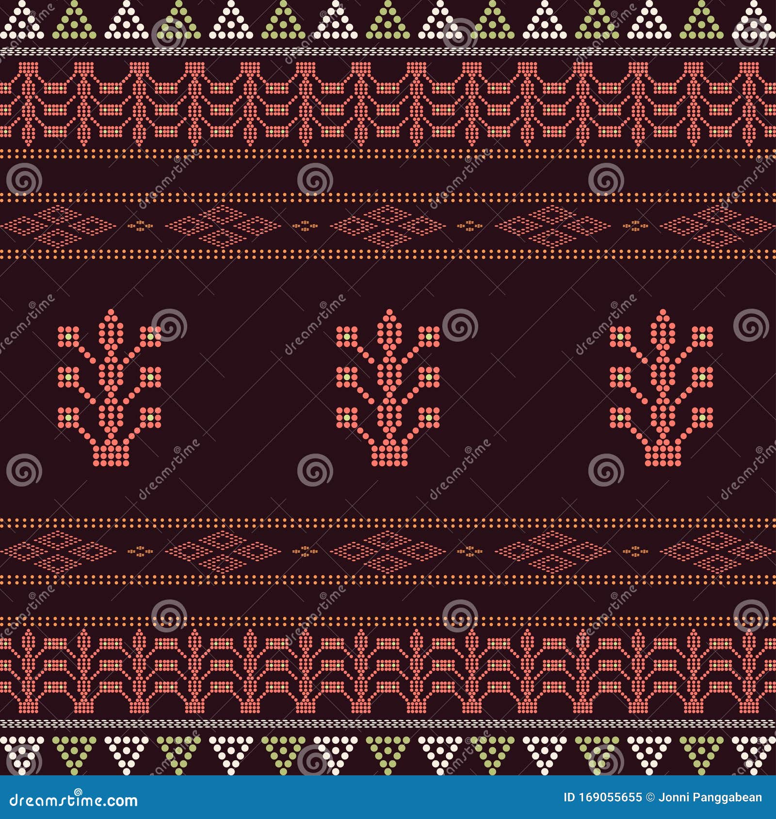 Batak Ethnic Seamless Pattern With Motif Ulos  Creative 