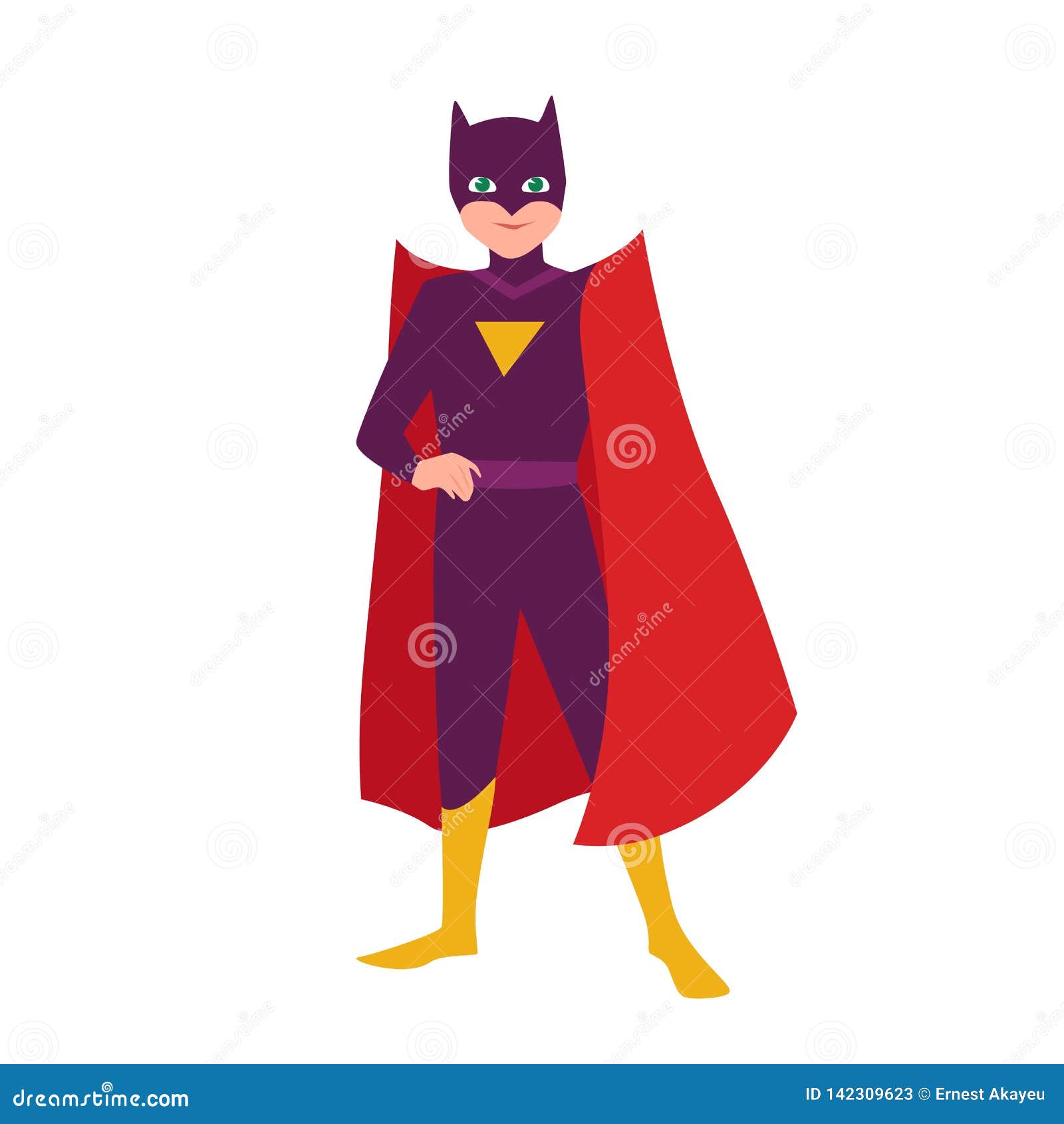 batboy. teenage kid in bat costume standing in heroic pose. fantastic child hero with super power. teen superhero