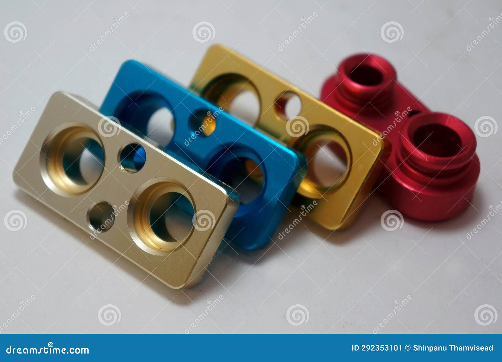 batch of anodize aluminum cnc parts production. close-up.