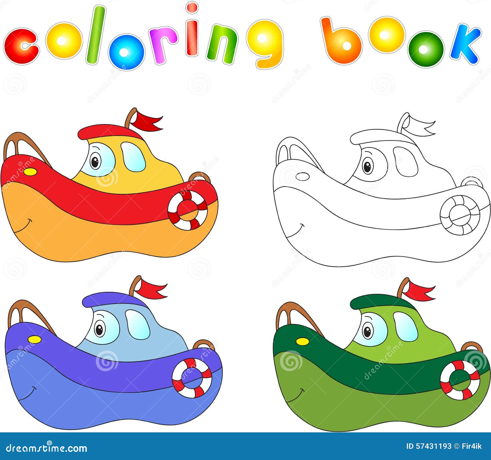 Bateau dr´le de bande dessinée Livre de coloriage pour des enfants