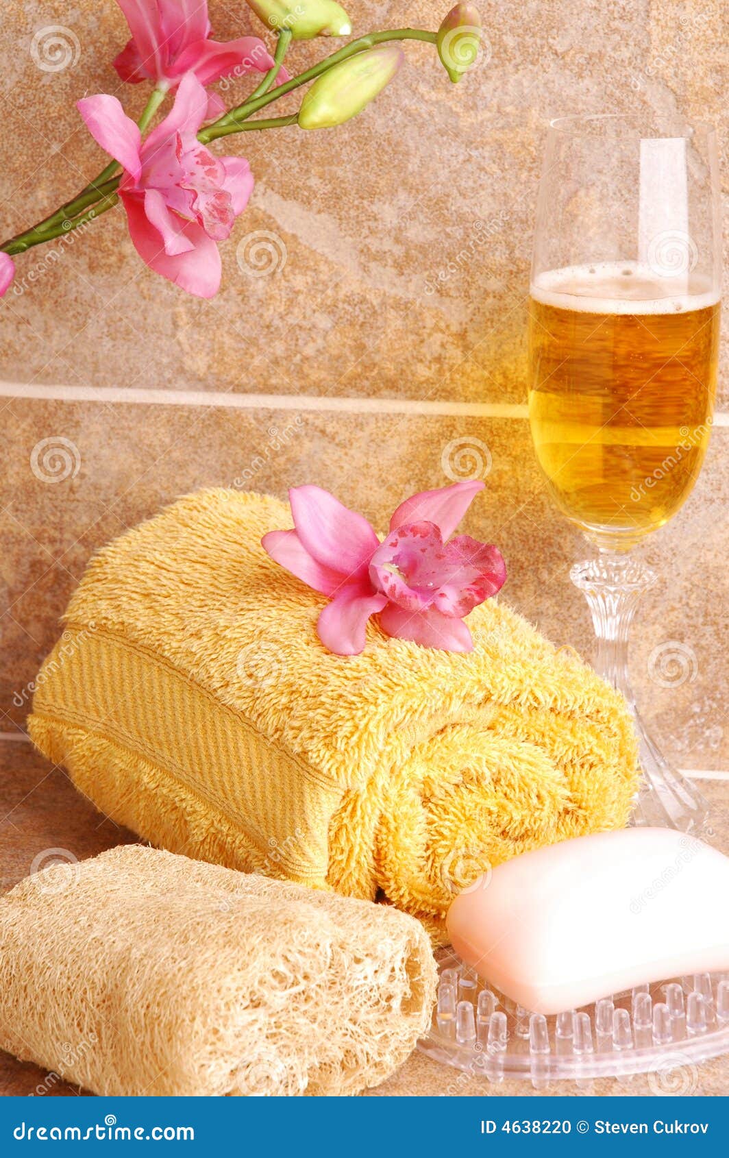 Bath Accessories and Champagne Stock Photo Image of flute, glass 4638220