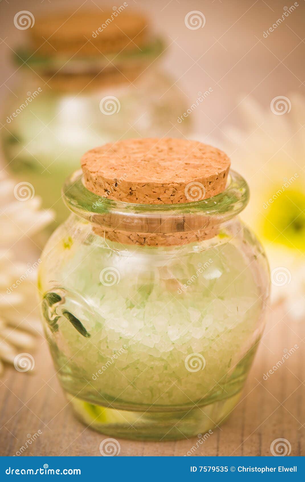 Bath crystals sea salts stock image. Image of bottles 7579535