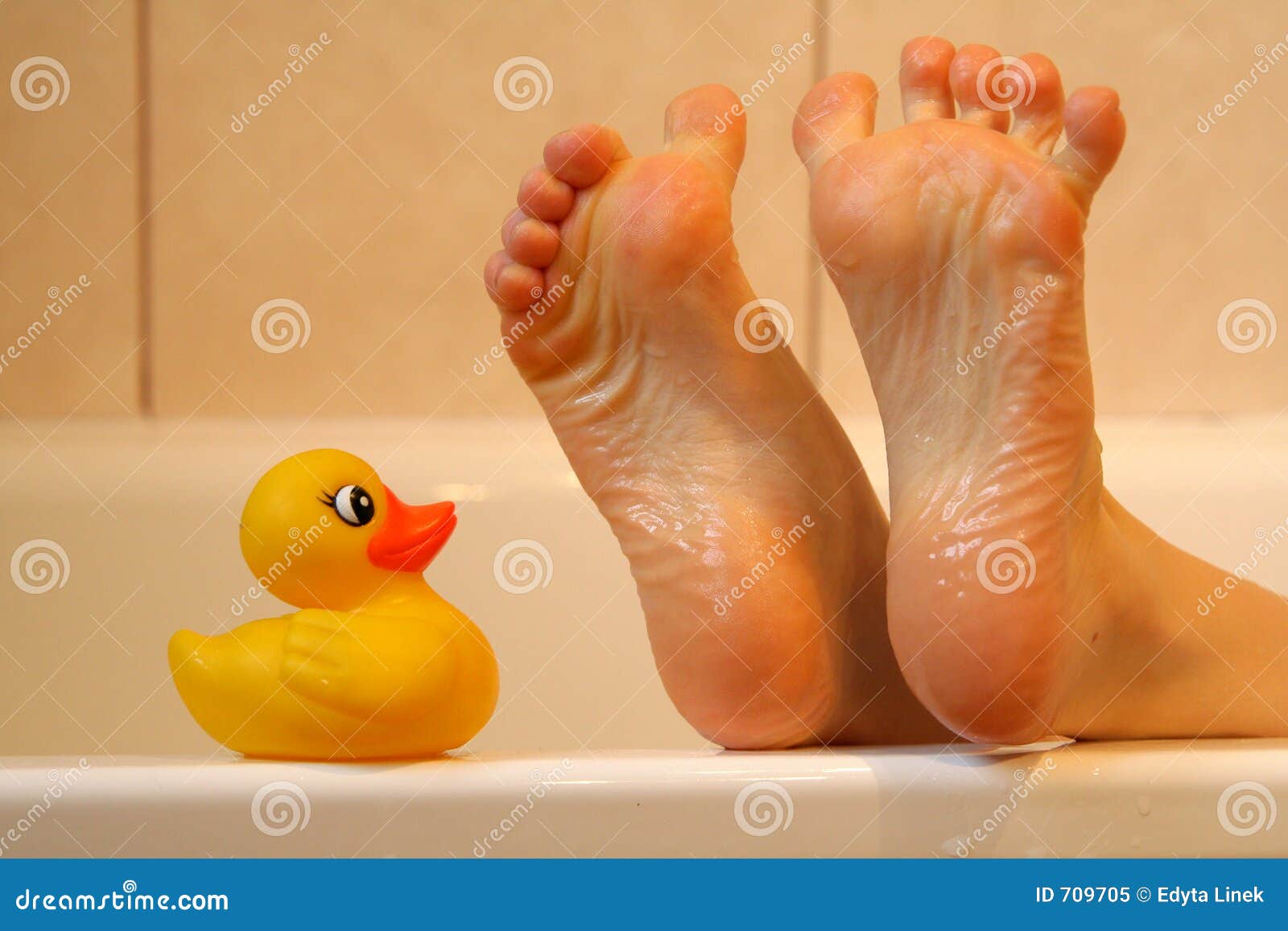 Bath Duck Meeting Feet Stock Image Image Of Child Bathroom 709705