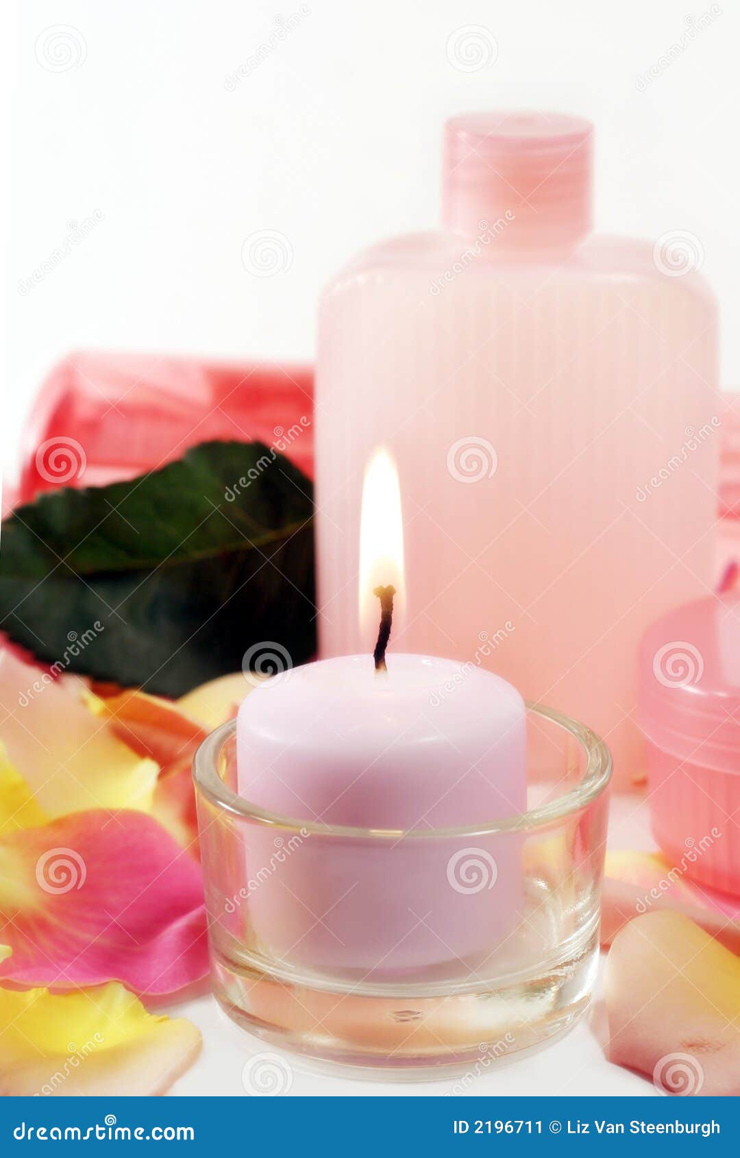 Bath Essentials stock image. Image of rose, petals, bottles 2196711