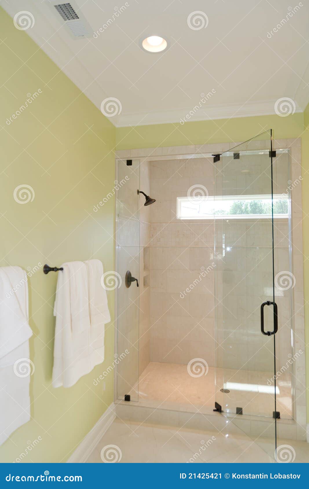 Bath with glass shower stock image. Image of bath, lighting 21425421