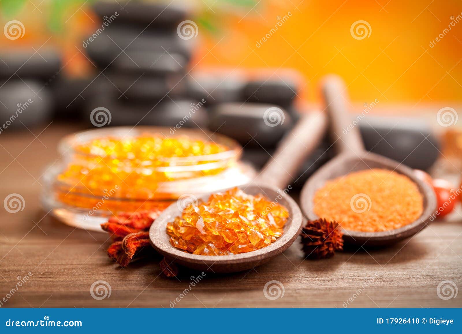 Bath salt and black stones stock photo. Image of healthy 17926410