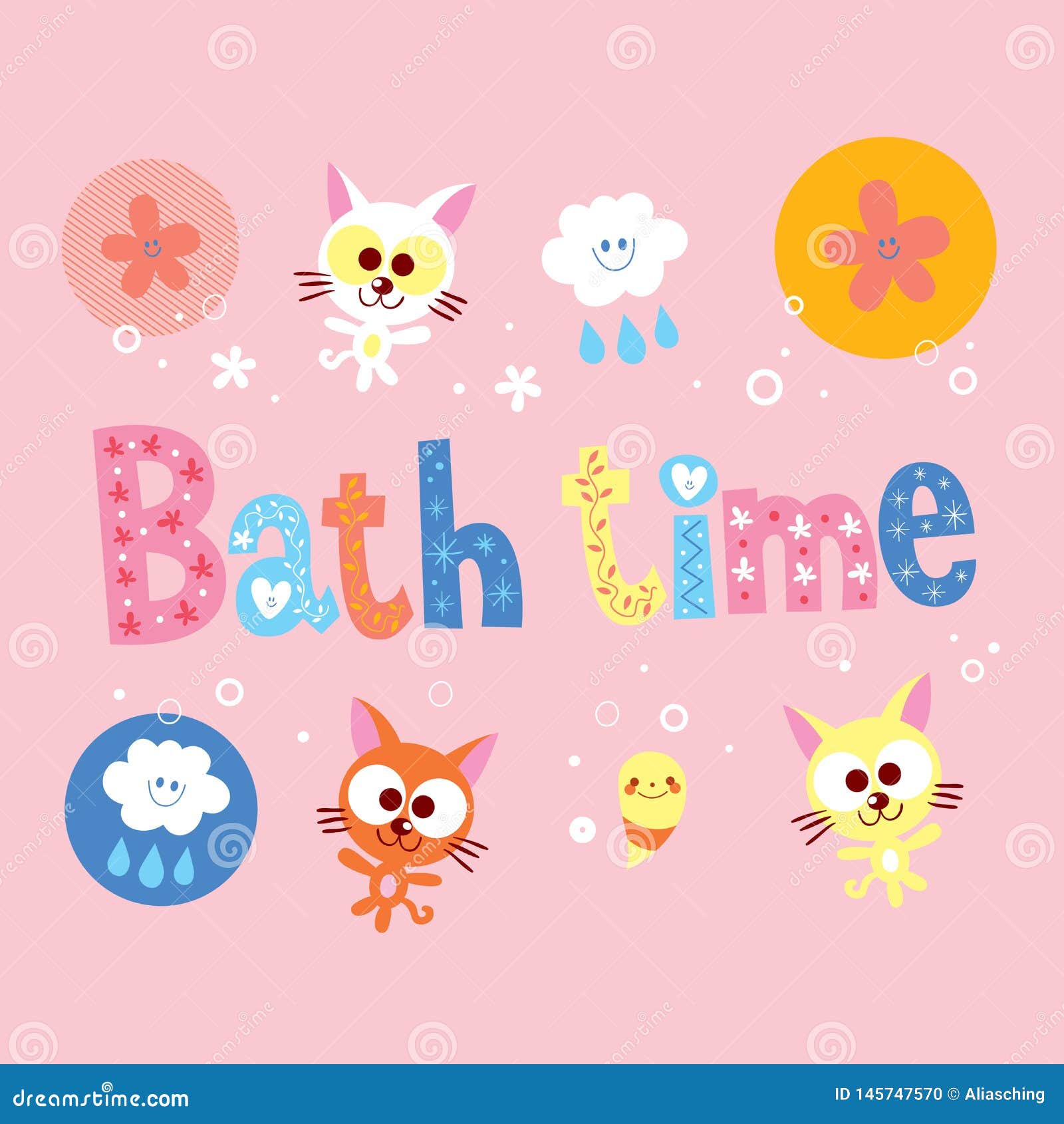 Bath time stock vector. Illustration of cartoon, kids - 145747570