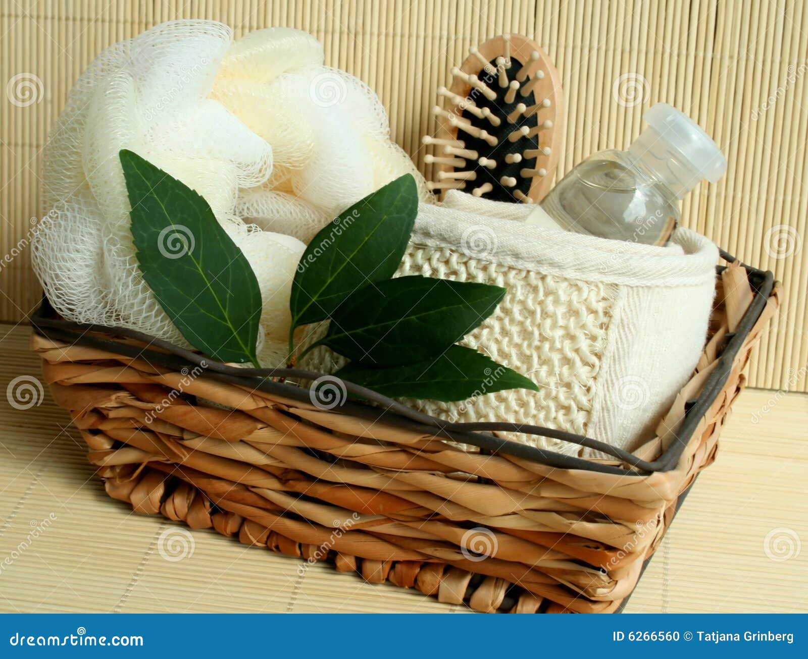 Bath Tools in Wooden Basket Stock Photo Image of fragrance, beige