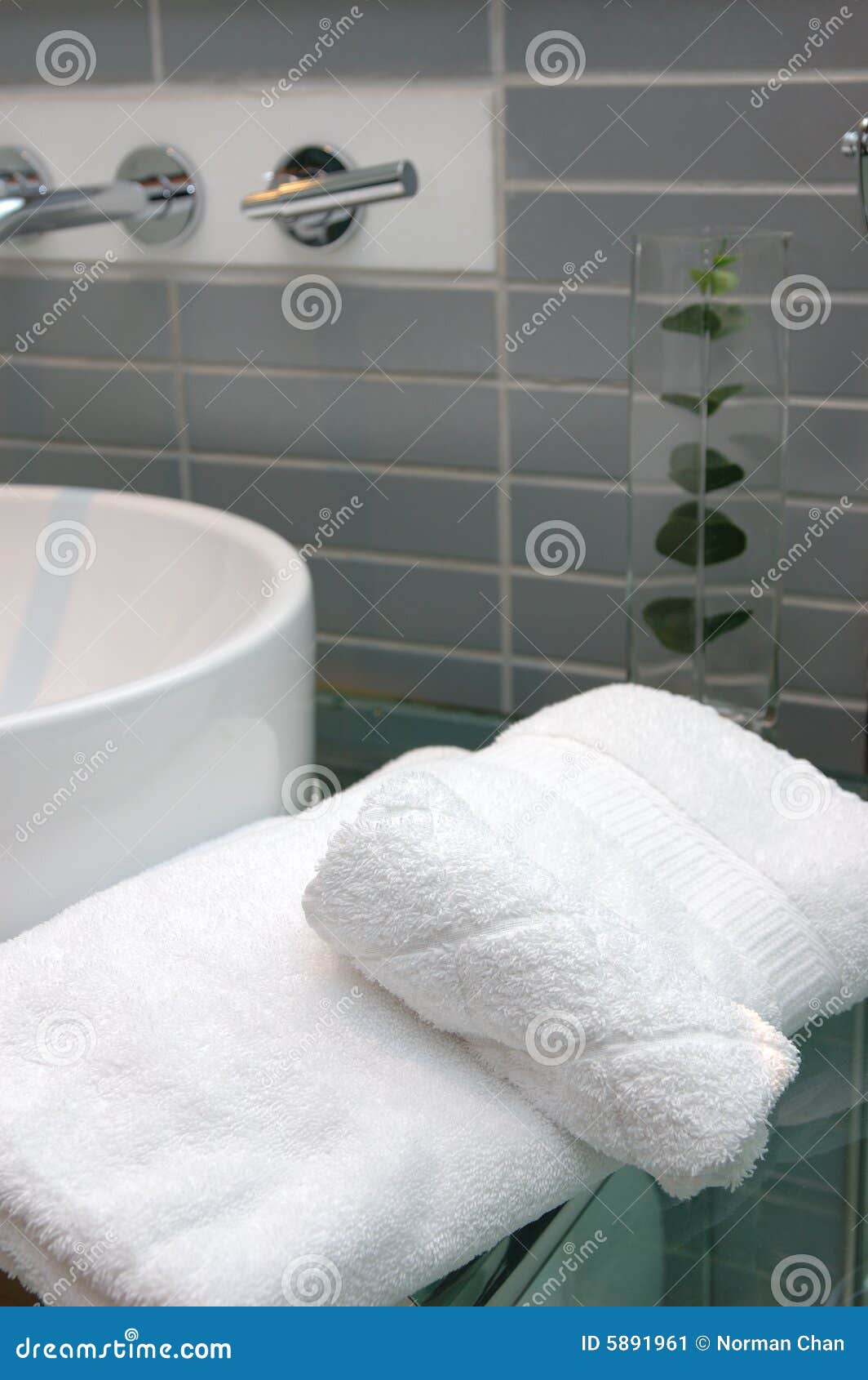 Bath Towels in Hotel Bathroom Stock Image Image of glass, decor 5891961